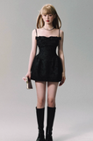 Bow deconstructed jacquard heavy work dress