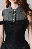 Bow deconstructed jacquard heavy work dress