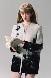 고급 자카드 니트 카디건