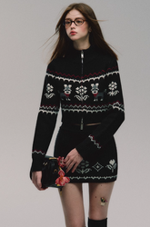 자카드 니트 스웨터 & 스커트 세트