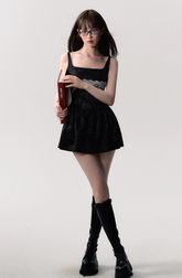 레이스 자카드 패치워크 드레스