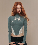 리본 레이스 달콤 매콤 티셔츠 여성 상의