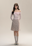 Plaid Sheer Slim Fit Skirt