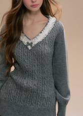 Retro College Waist Knit Sweater