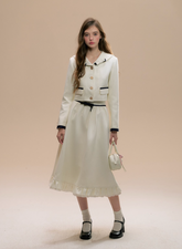 White Wool Navy Collar Girl’s Suit