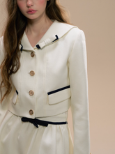 White Wool Navy Collar Girl’s Suit