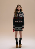 빈티지 다크 그레이 니트 스커트 세트
