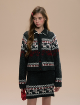 Vintage Dark Gray Knit Skirt Set