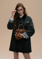 Retro College Dark Gray Wool Coat