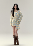Lace Bow Shirt Midi Dress