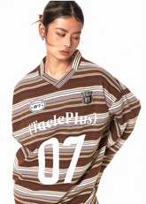 레트로 스트라이프 롱 티셔츠