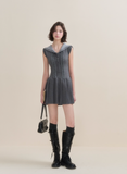 Navy-Collar Gray Lace Set by Disordered Girl