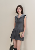 Navy-Collar Gray Lace Set by Disordered Girl