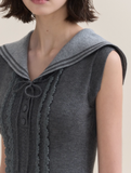 Navy-Collar Gray Lace Set by Disordered Girl