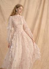 Chiffon Long-Sleeve Maxi Dress