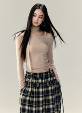 Pleated Belt Plaid Pants