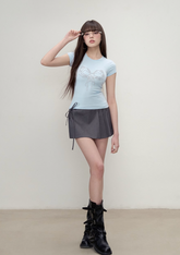 Pleated Bow Short Skirt