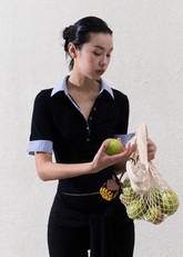 숄더 니트 헨리 칼라 폴로 셔츠