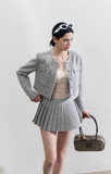 High-Waist Pleated Skirt Suit