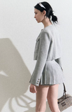 High-Waist Pleated Skirt Suit