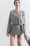 High-Waist Pleated Skirt Suit