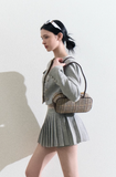 High-Waist Pleated Skirt Suit