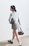High-Waist Pleated Skirt Suit