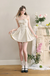 플라워 미니 드레스 프렌치 스트랩리스