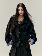 Plaid Splicing Pocket Jacket Suit