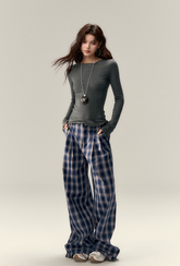 Women's Casual Plaid Trousers