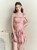 Pleated Cake Skirt Suspender Set