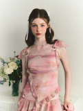 Pleated Cake Skirt Suspender Set