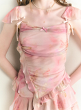Pleated Cake Skirt Suspender Set