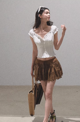 보헤미안 홀로우 슬림 스커트