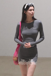 Tencel Lace Slim Knit Dress