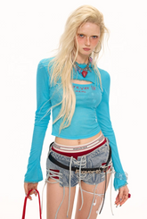 레이스 엣지 후드 티셔츠