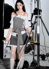 원숄더 스트랩 반팔 상의