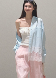 코튼 레이스 쿨 루즈 캐주얼 셔츠