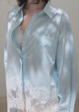 코튼 레이스 쿨 루즈 캐주얼 셔츠
