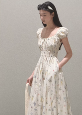 Graffiti Print Drawstring Cotton Dress