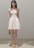 Graffiti Print Drawstring Cotton Dress