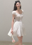 Graffiti Print Drawstring Cotton Dress