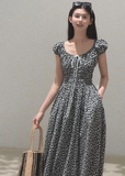 Graffiti Print Drawstring Cotton Dress