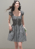 Graffiti Print Drawstring Cotton Dress