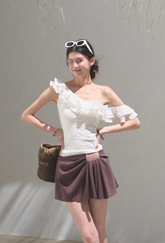 러플 보헤미안 원숄더 탑