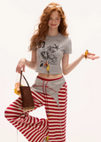 Graffiti Printed Round Neck Short Sleeve