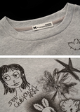 Graffiti Printed Round Neck Short Sleeve