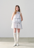 Purple Grid Mesh Doll Princess Puff Dress