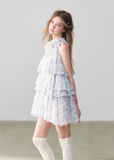 Purple Grid Mesh Doll Princess Puff Dress