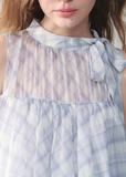 Purple Grid Mesh Doll Princess Puff Dress